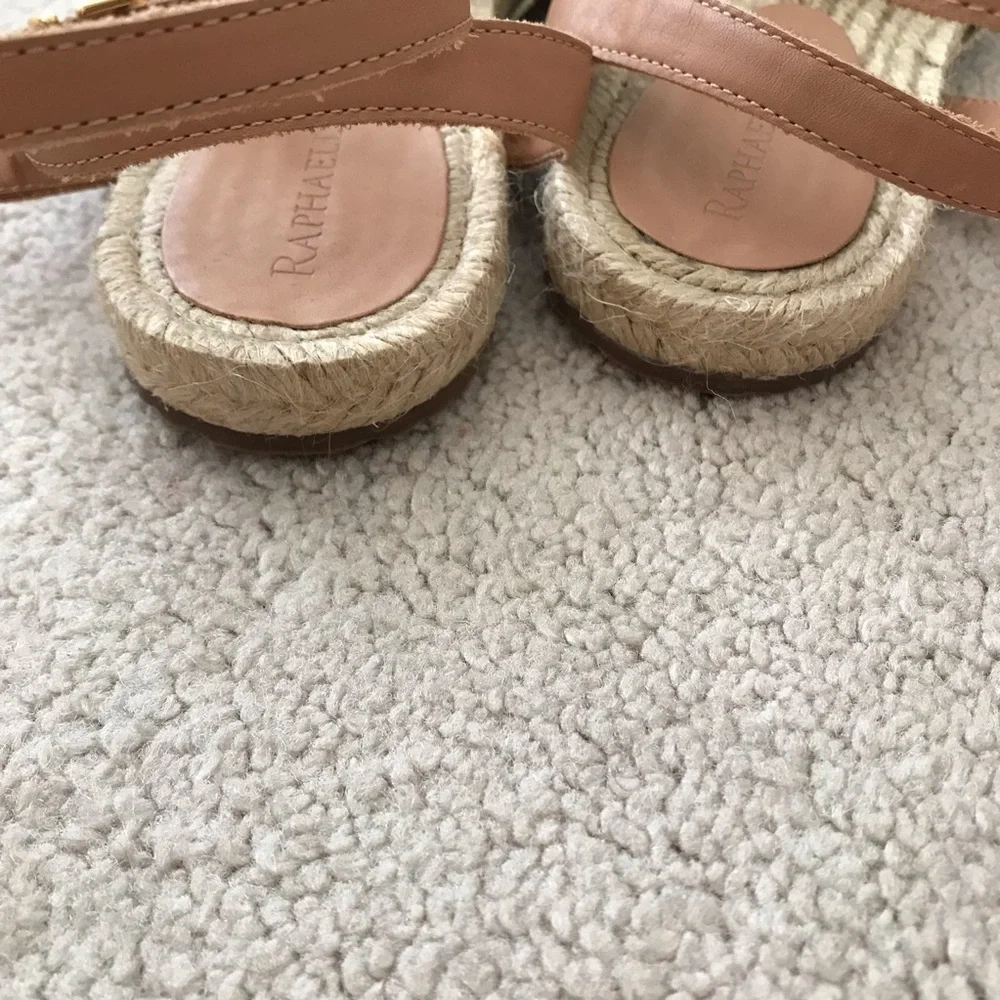 Anthropologie Cream and Black Striped Espadrille Sandals